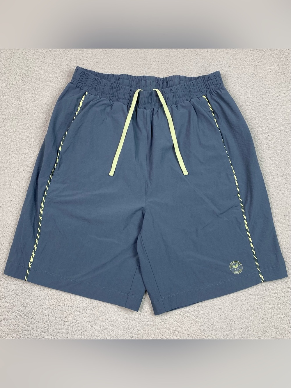 Wimbledon Brand Tennis Shorts Mens Size M Blue Athletic Stretch Nylon Medium EUC